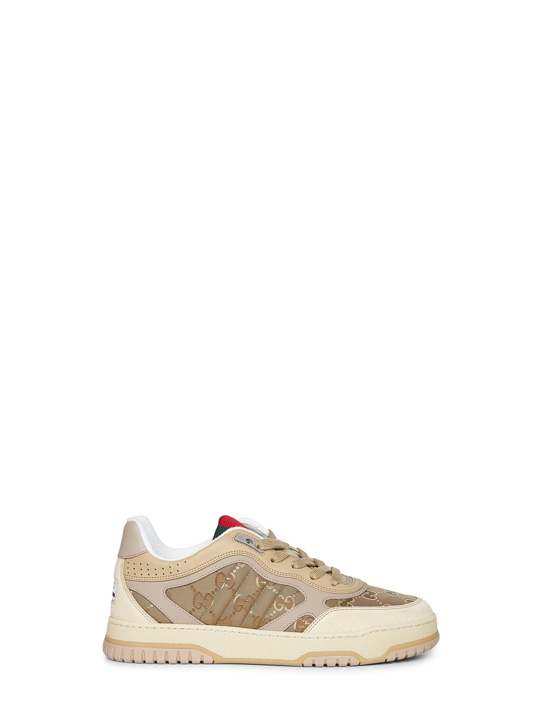 Gucci Men Beige Gucci Re-Web Sneakers
