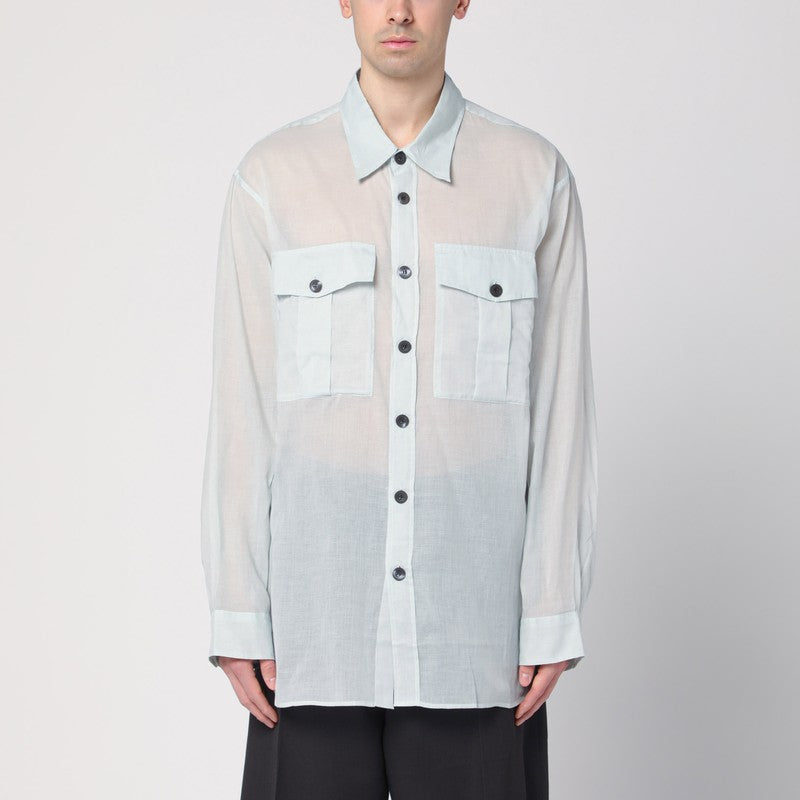 Dries Van Noten Light Blue Ice Cotton Shirt With Pockets Men
