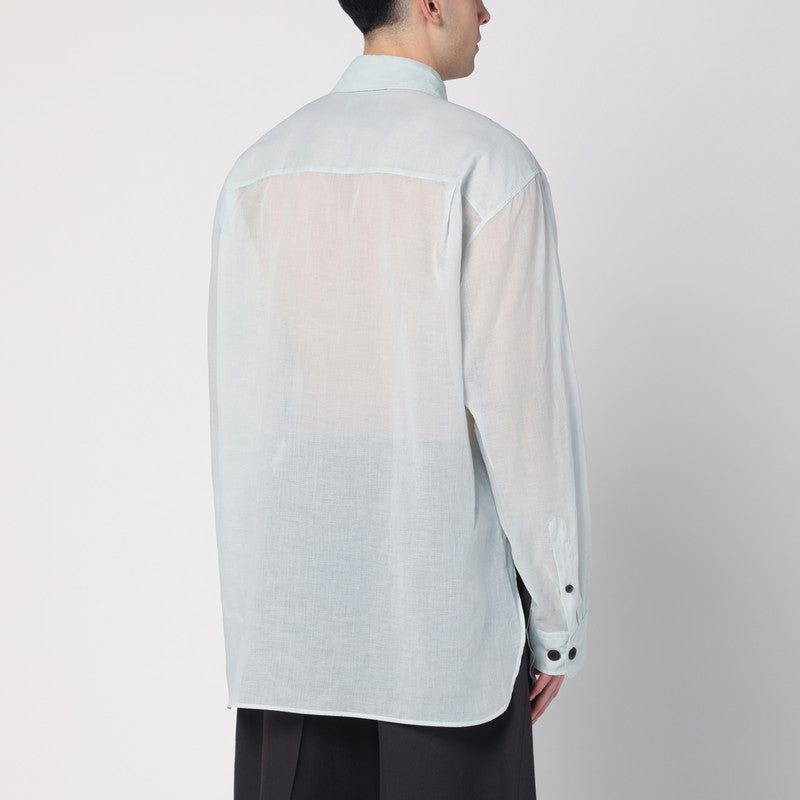 Dries Van Noten Light Blue Ice Cotton Shirt With Pockets Men