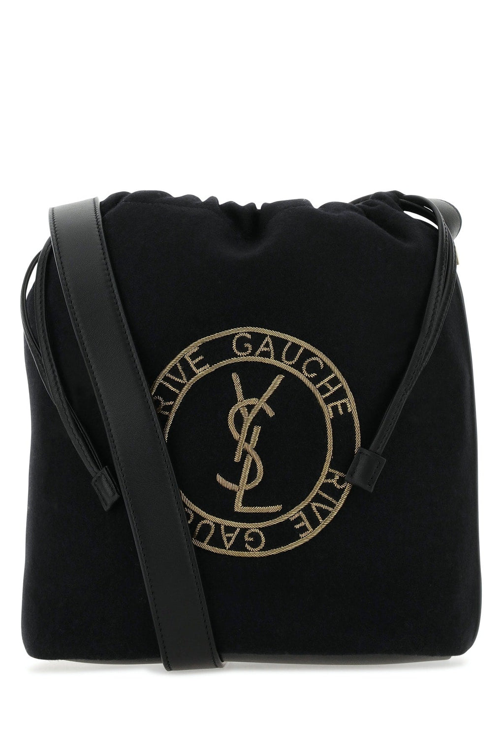 Saint Laurent Men Black Felt Rive De Gauche Bucket Bag