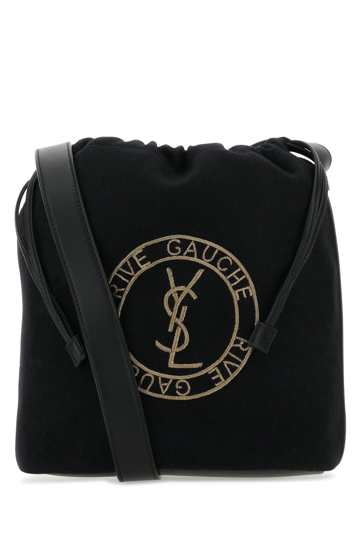 Saint Laurent Men Black Felt Rive De Gauche Bucket Bag