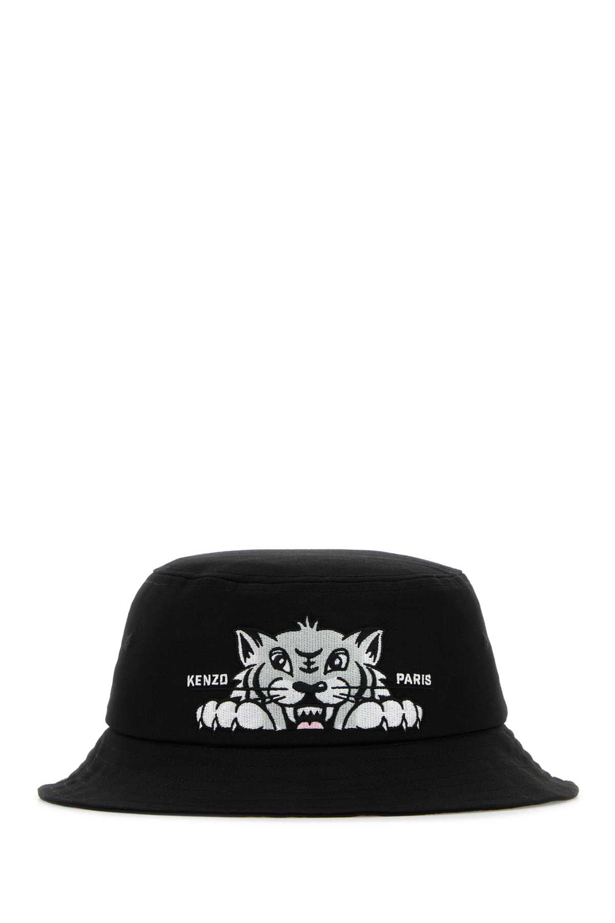 Kenzo Men Black Cotton Bucket Hat