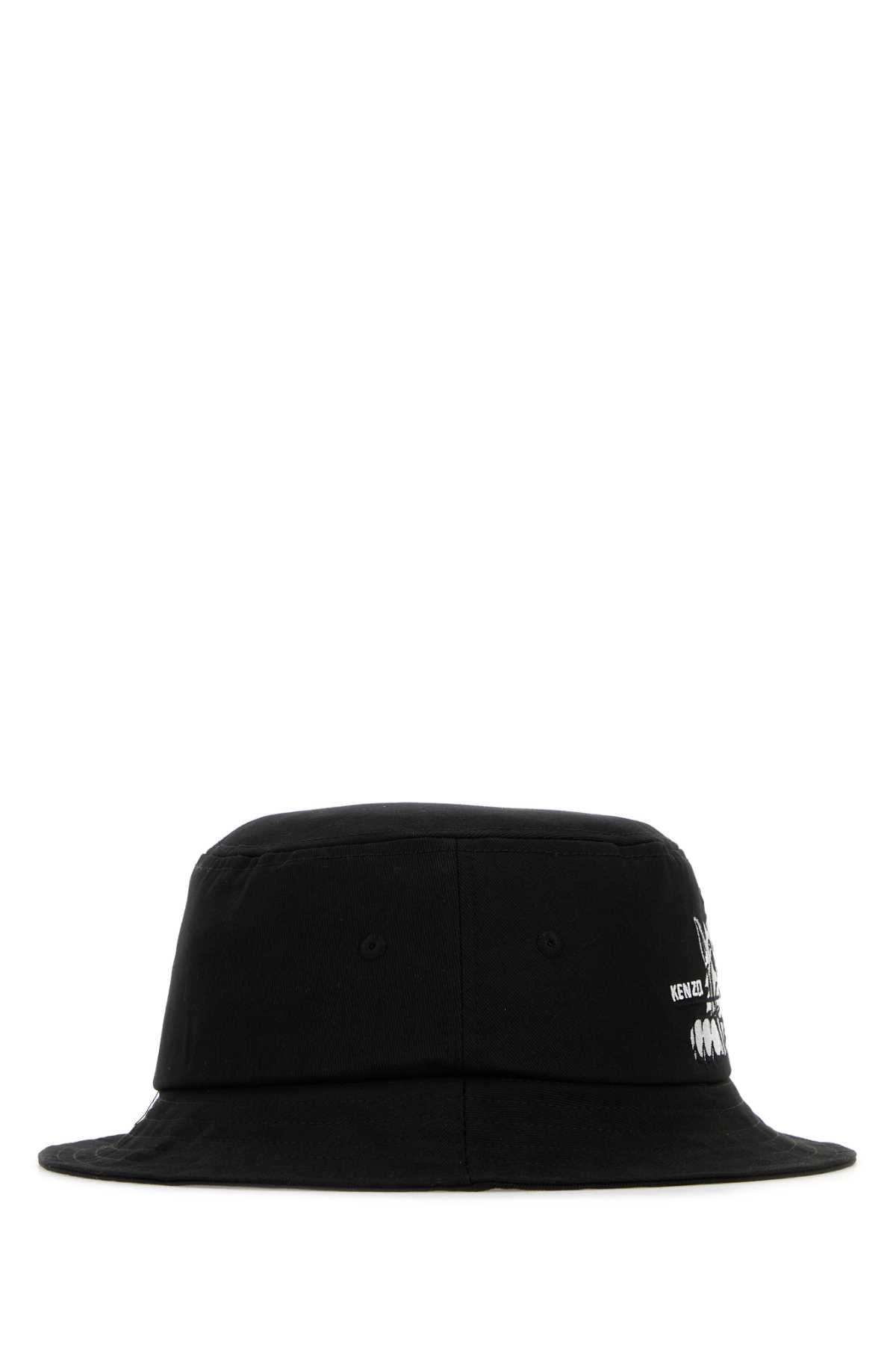 Kenzo Men Black Cotton Bucket Hat