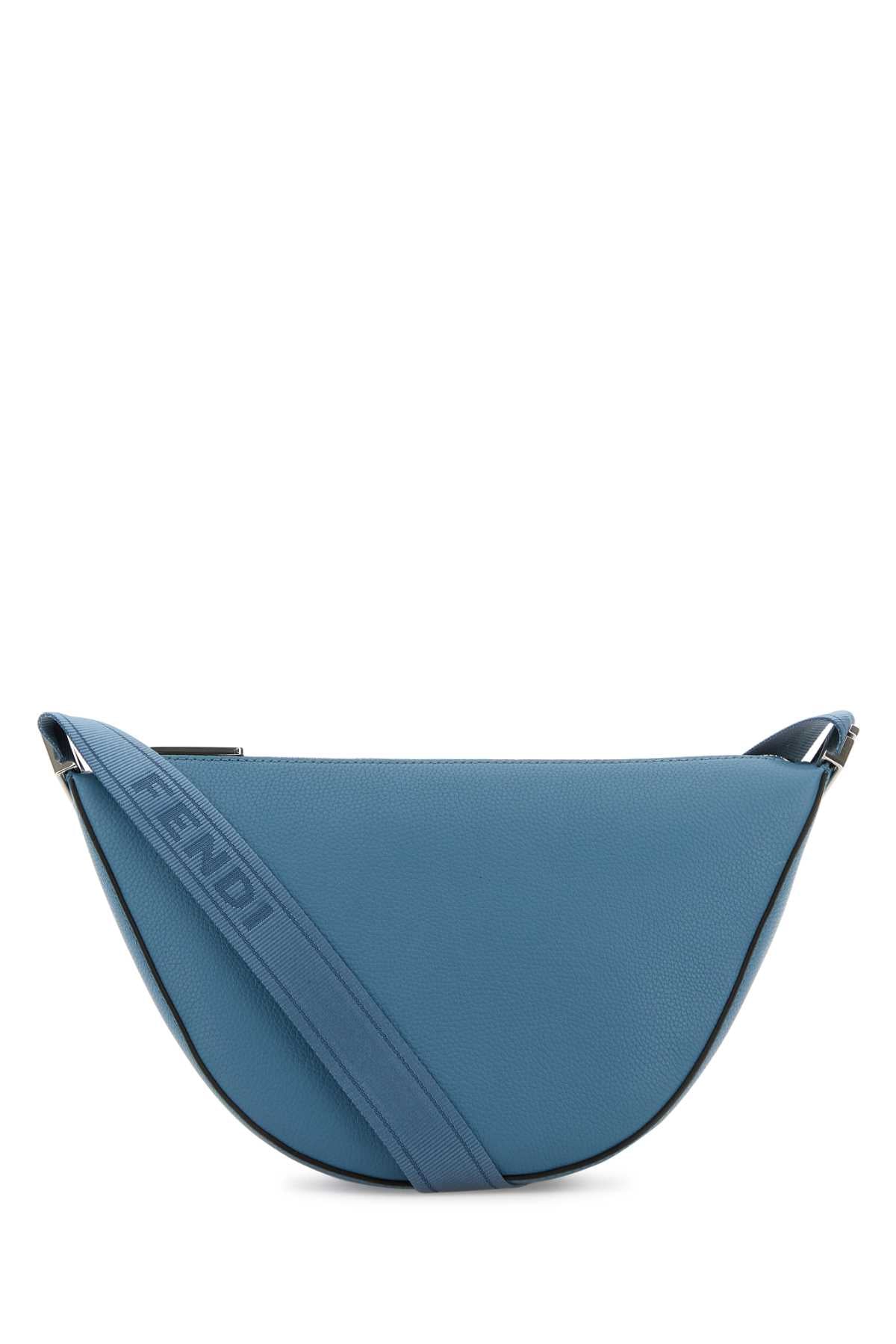 Fendi Men Cerulean Blue Leather Small Fendi Melon Crossbody Bag