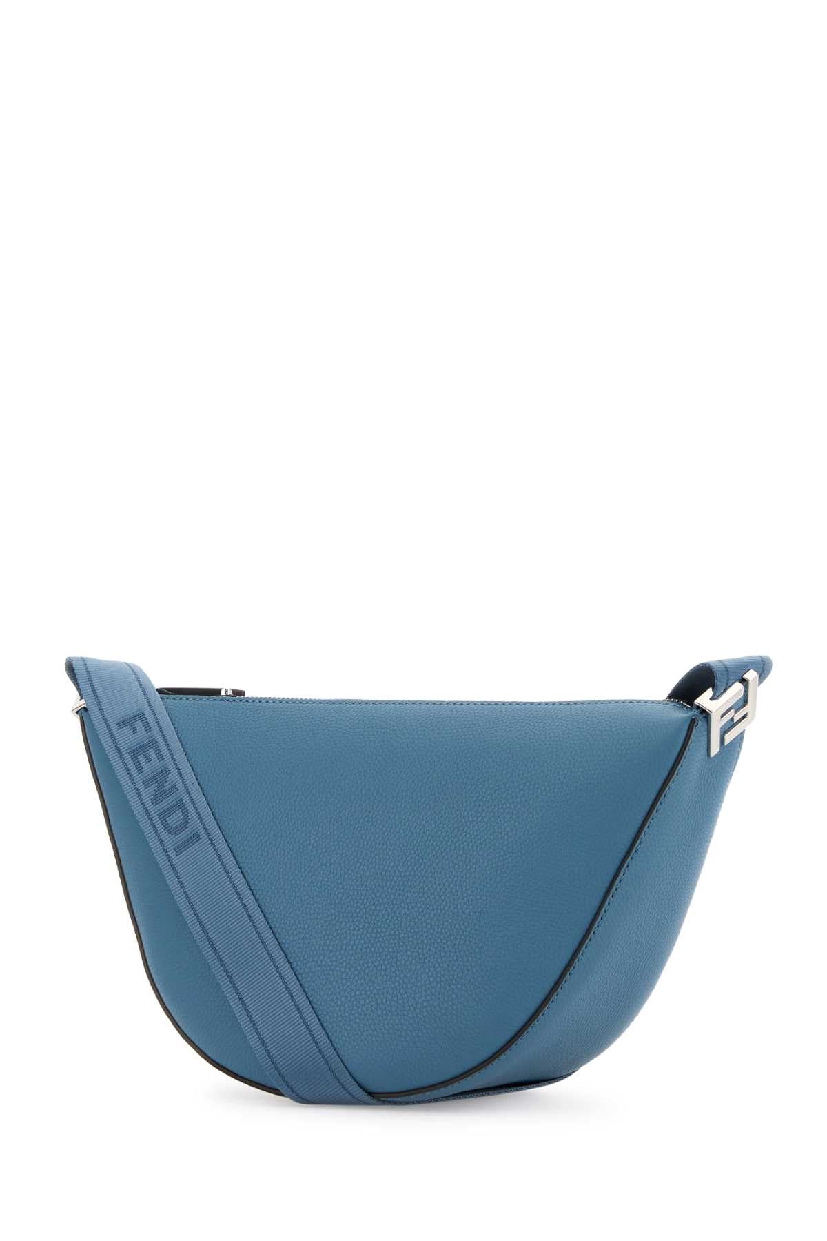 Fendi Men Cerulean Blue Leather Small Fendi Melon Crossbody Bag