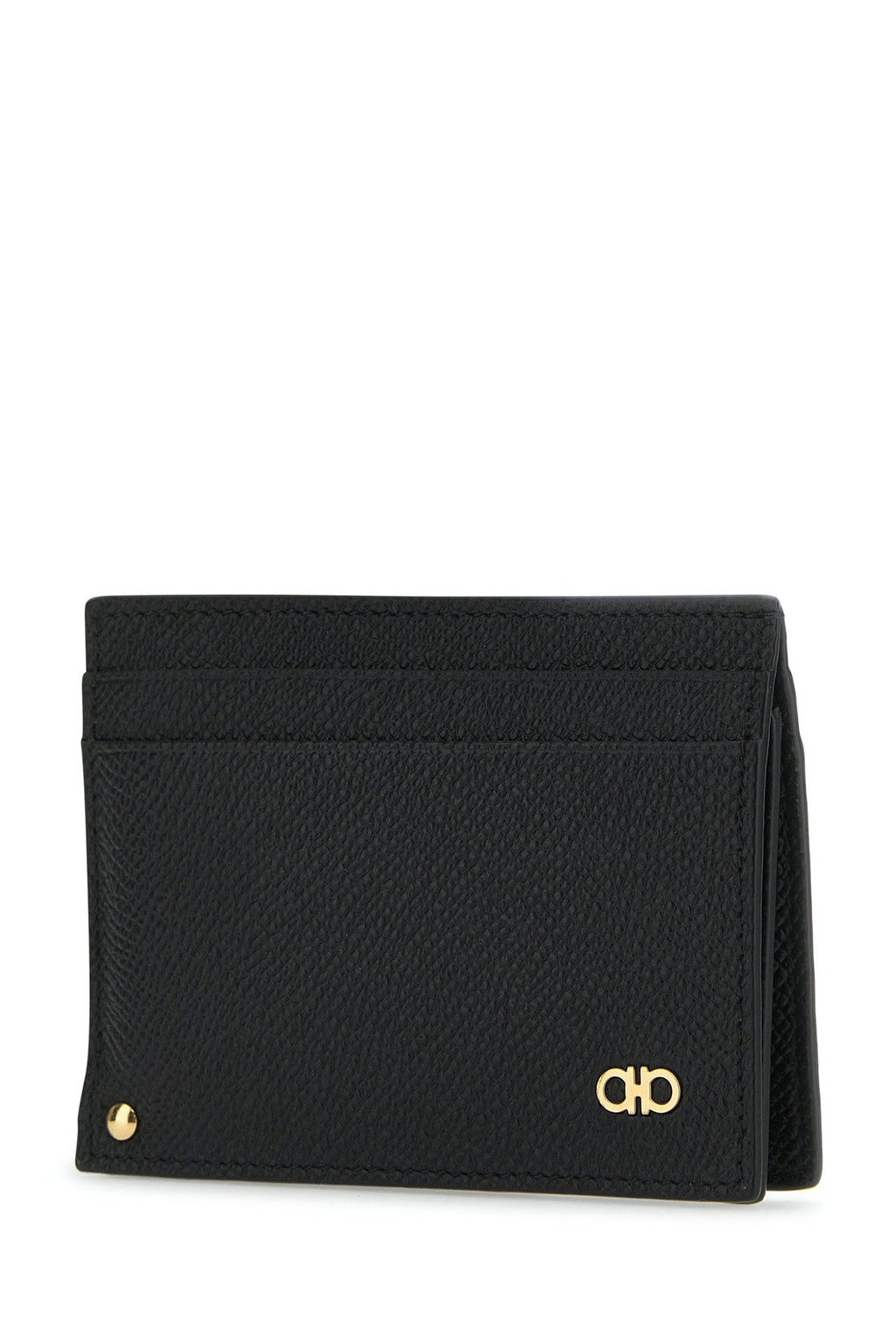 Salvatore Ferragamo Men Black Leather Card Holder