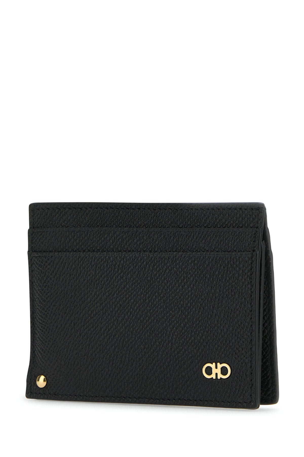 Salvatore Ferragamo Men Black Leather Card Holder