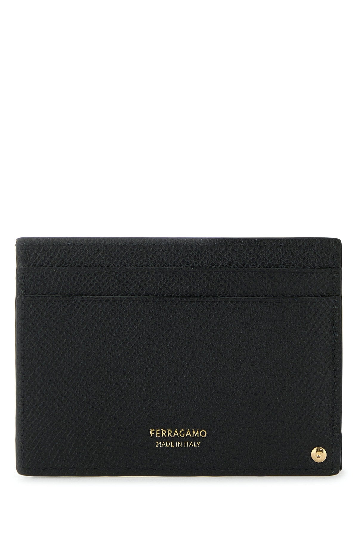 Salvatore Ferragamo Men Black Leather Card Holder