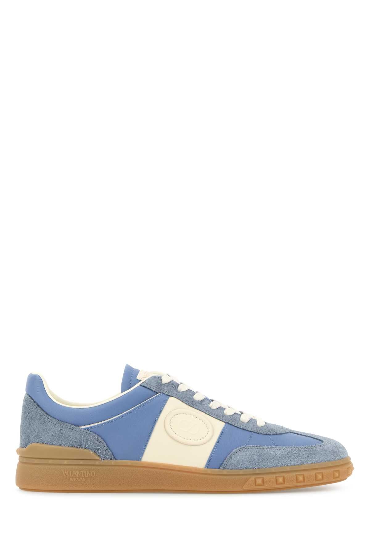 Valentino Garavani Men Light Blue  Suede And Fabric Upvillage Sneakers