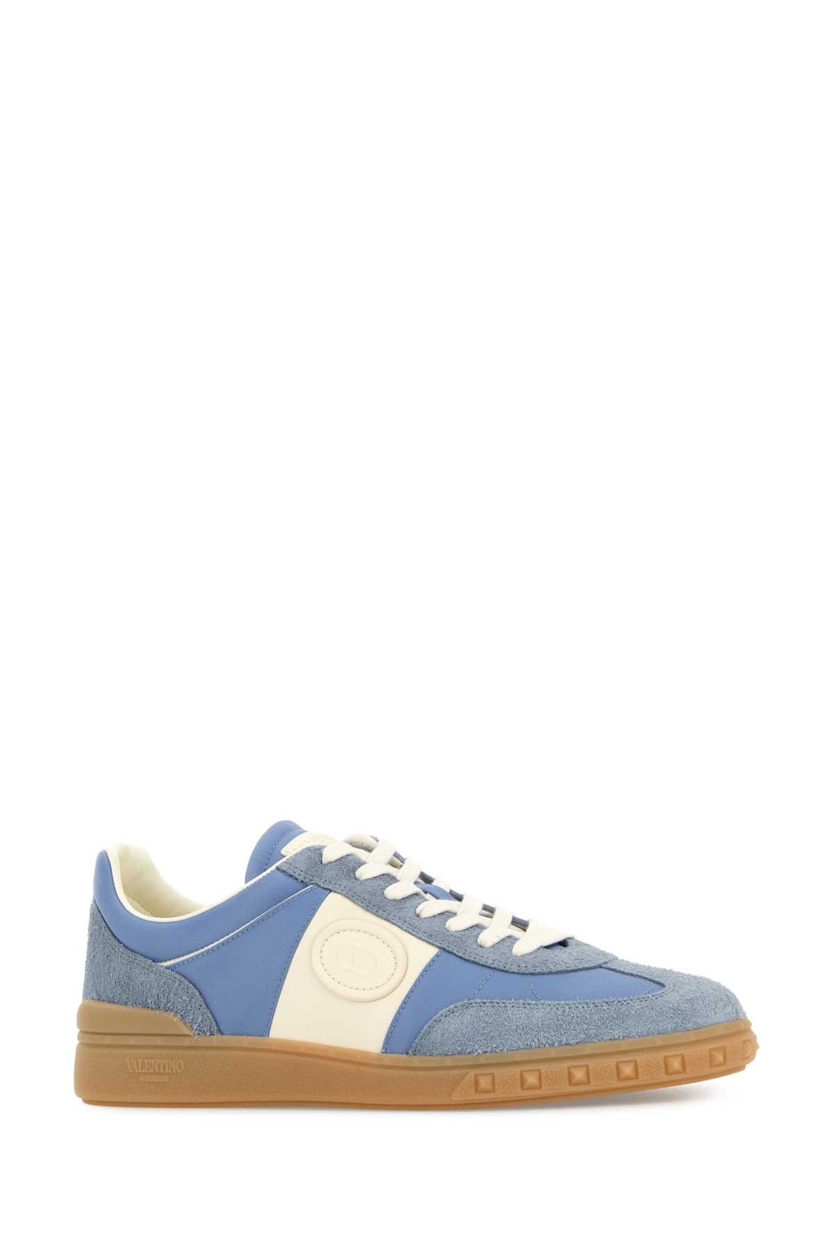 Valentino Garavani Men Light Blue  Suede And Fabric Upvillage Sneakers