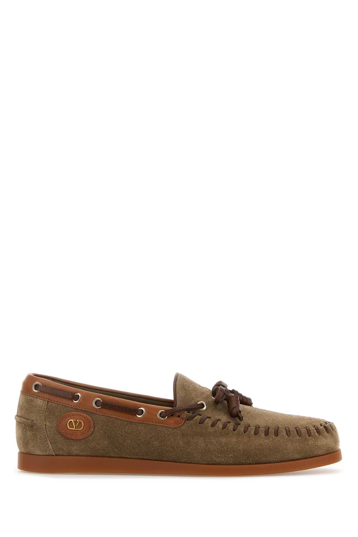 Valentino Garavani Men Mud Suede Vlogo Signature Loafers