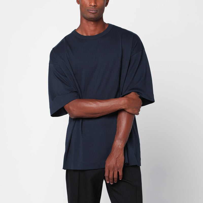 Dries Van Noten Oversized Navy Blue Cotton T-Shirt Men