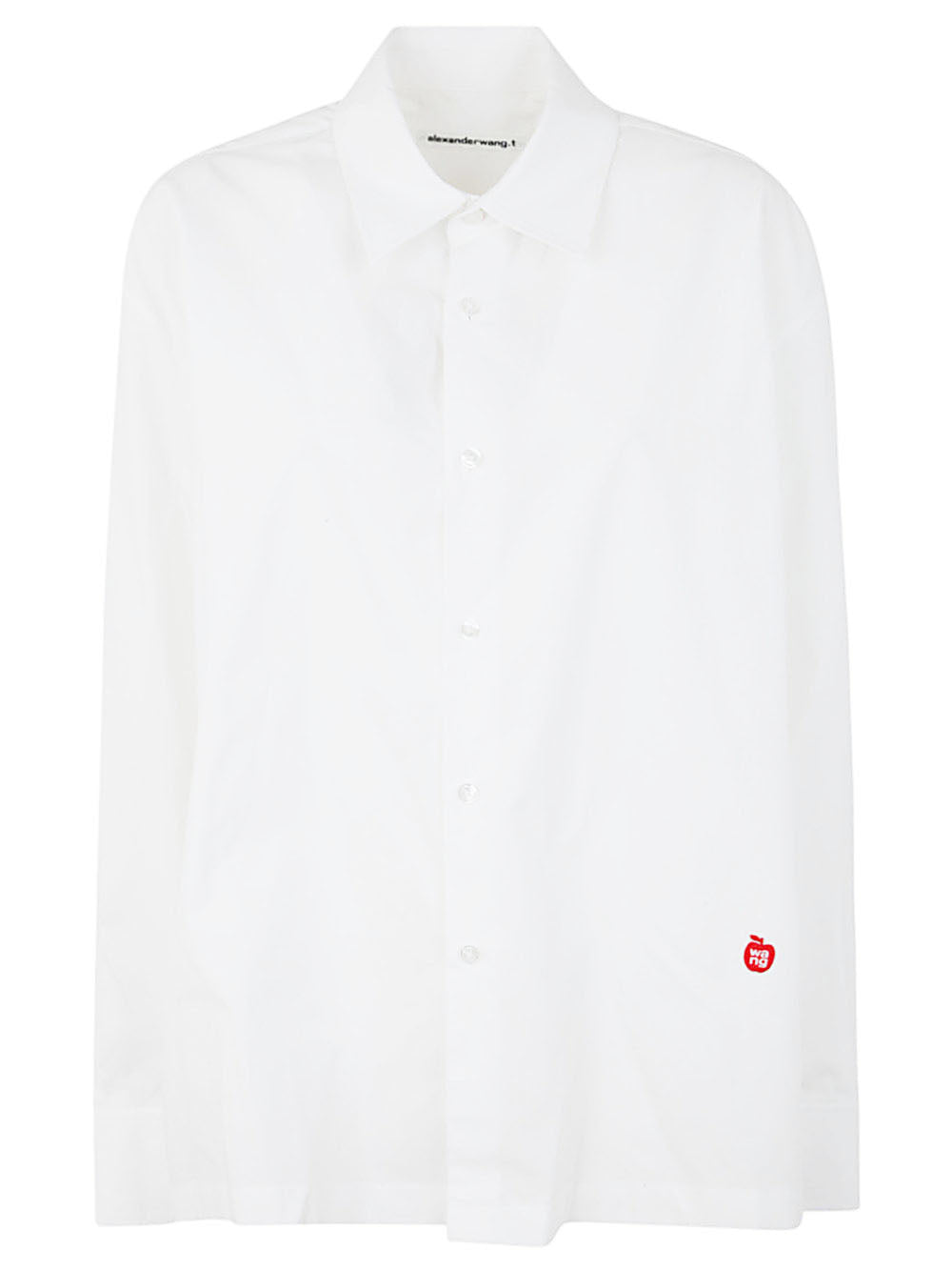 Alexander Wang Women Button Up Long Sleeve Shirt With Logo Apple Patch