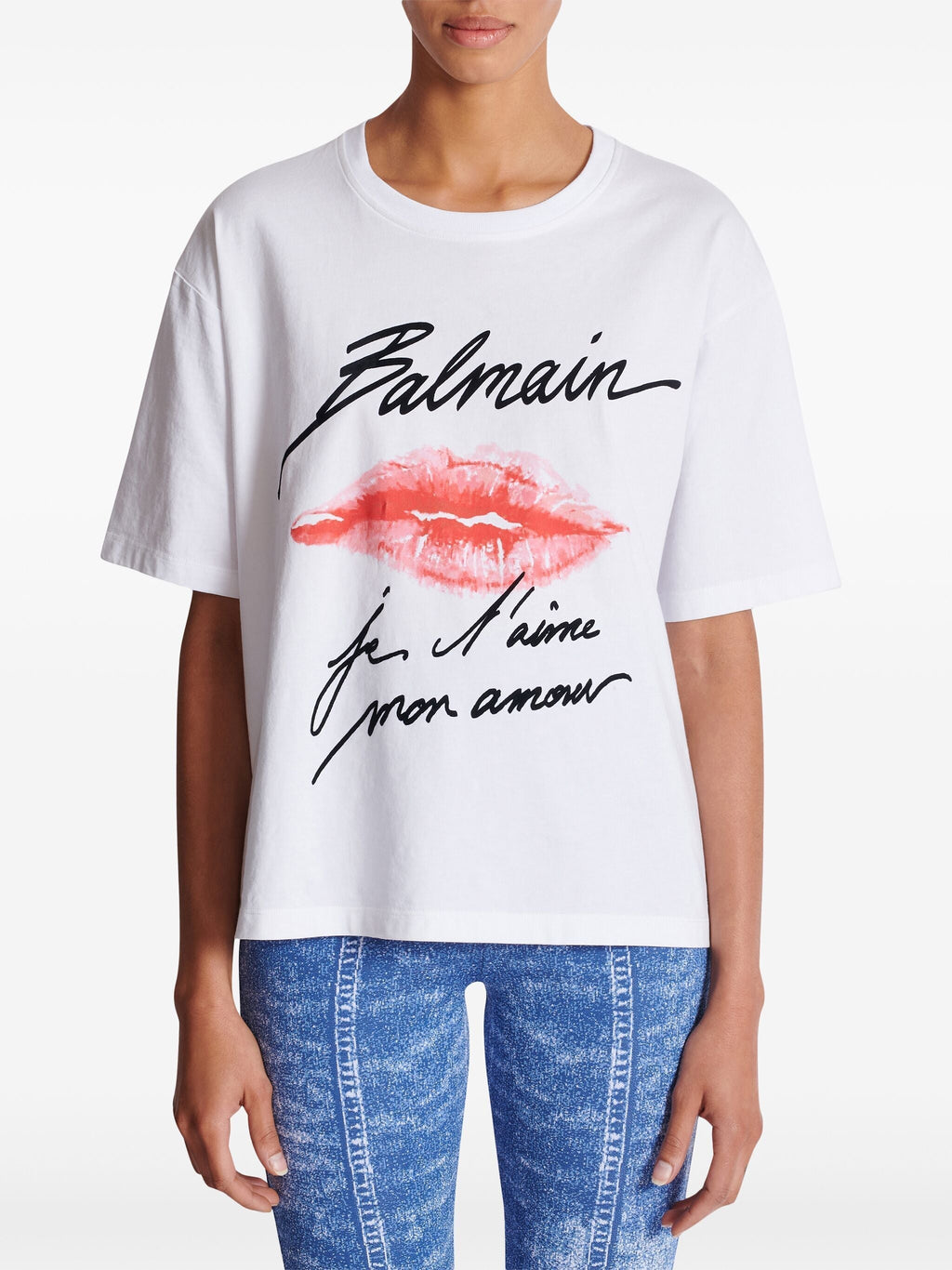 Balmain Women Ss Balmain Kiss Print T-Shirt