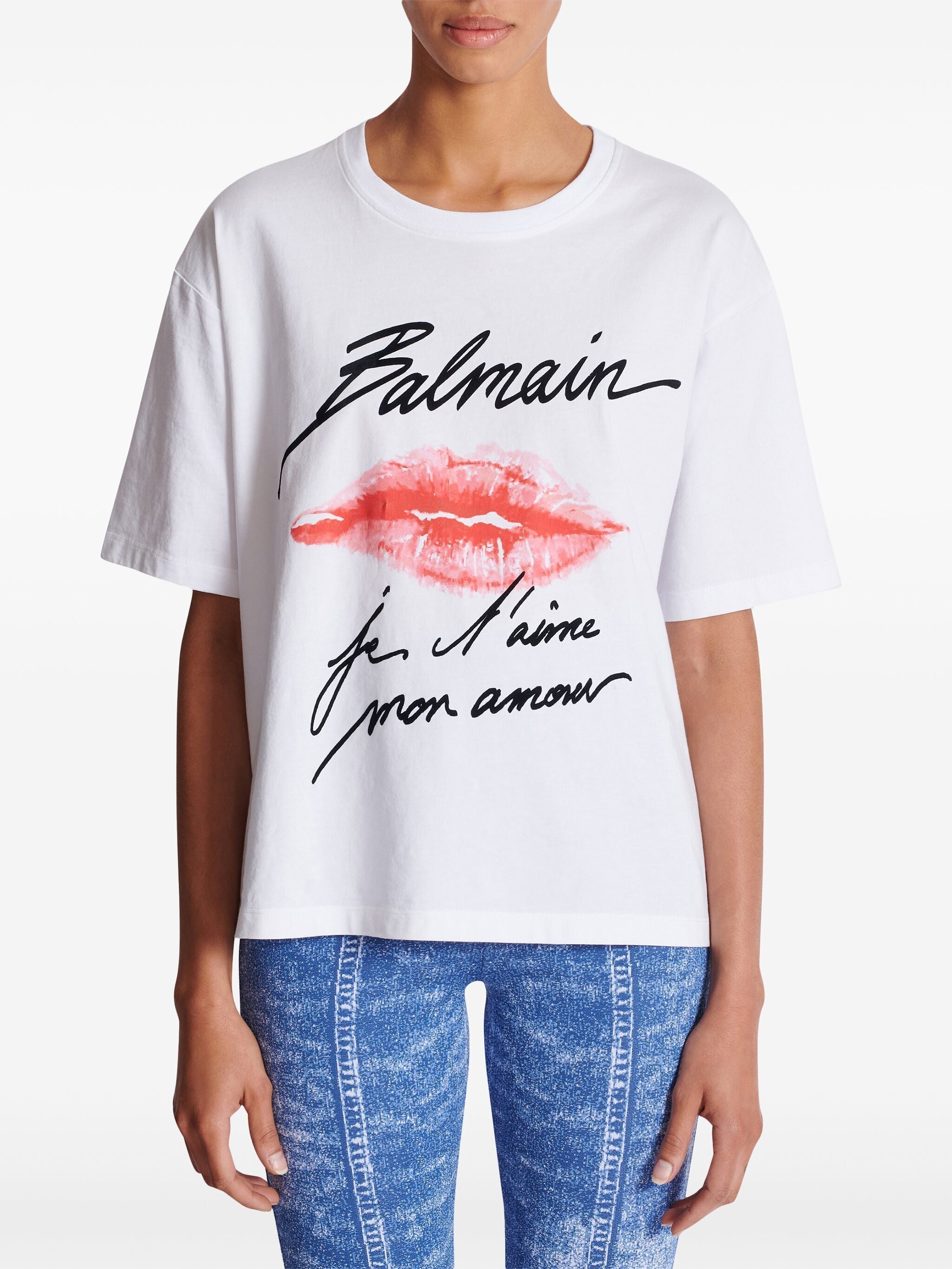 Balmain Women Ss Balmain Kiss Print T-Shirt