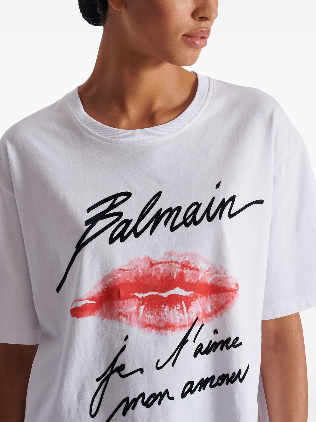 Balmain Women Ss Balmain Kiss Print T-Shirt
