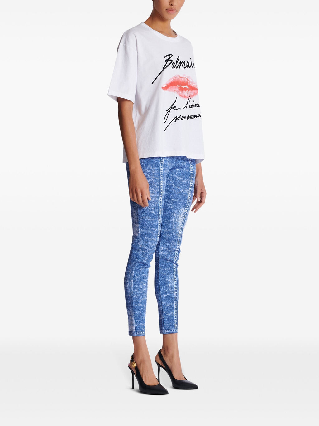Balmain Women Ss Balmain Kiss Print T-Shirt