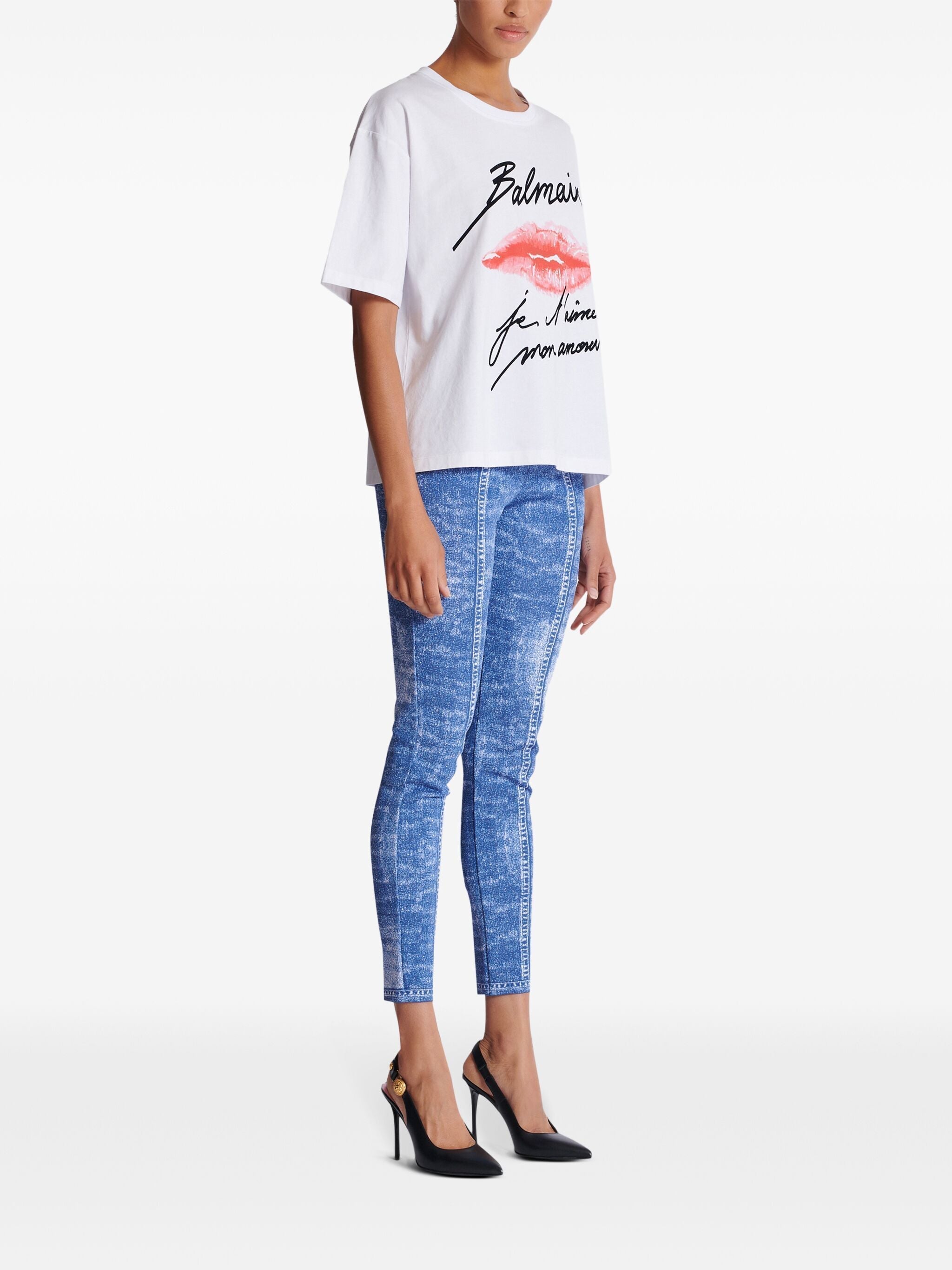 Balmain Women Ss Balmain Kiss Print T-Shirt