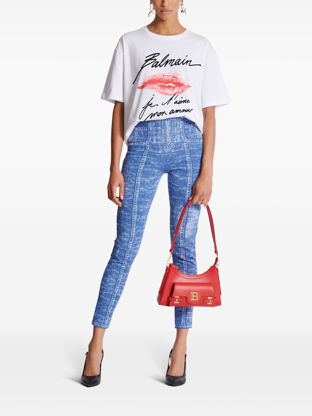 Balmain Women Ss Balmain Kiss Print T-Shirt