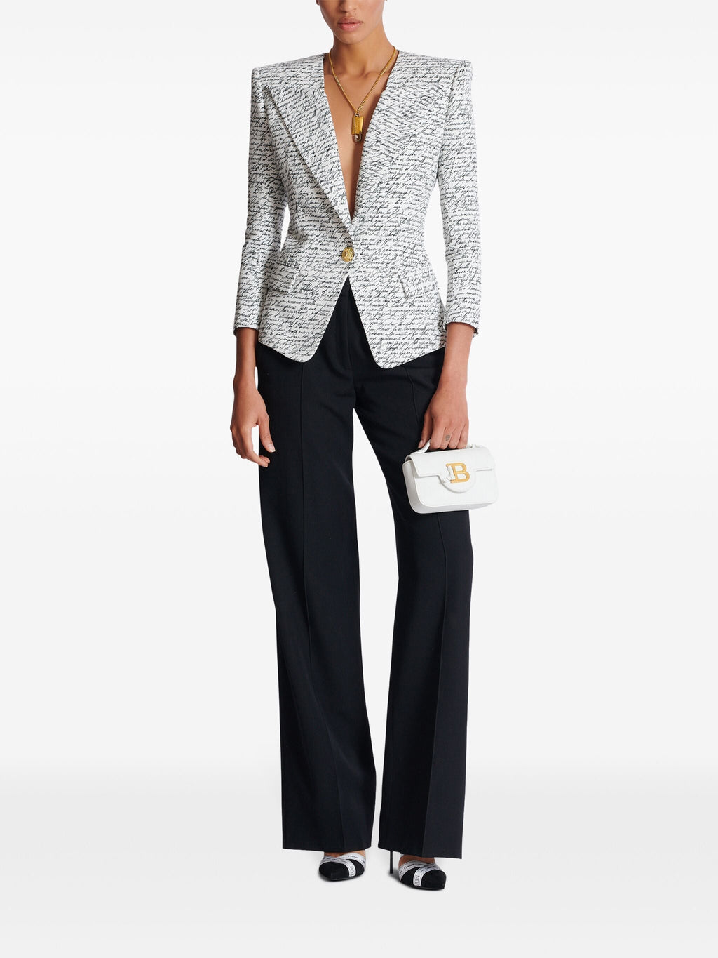 Balmain Women 1 Btn Love Letter Print Tailored Jacket