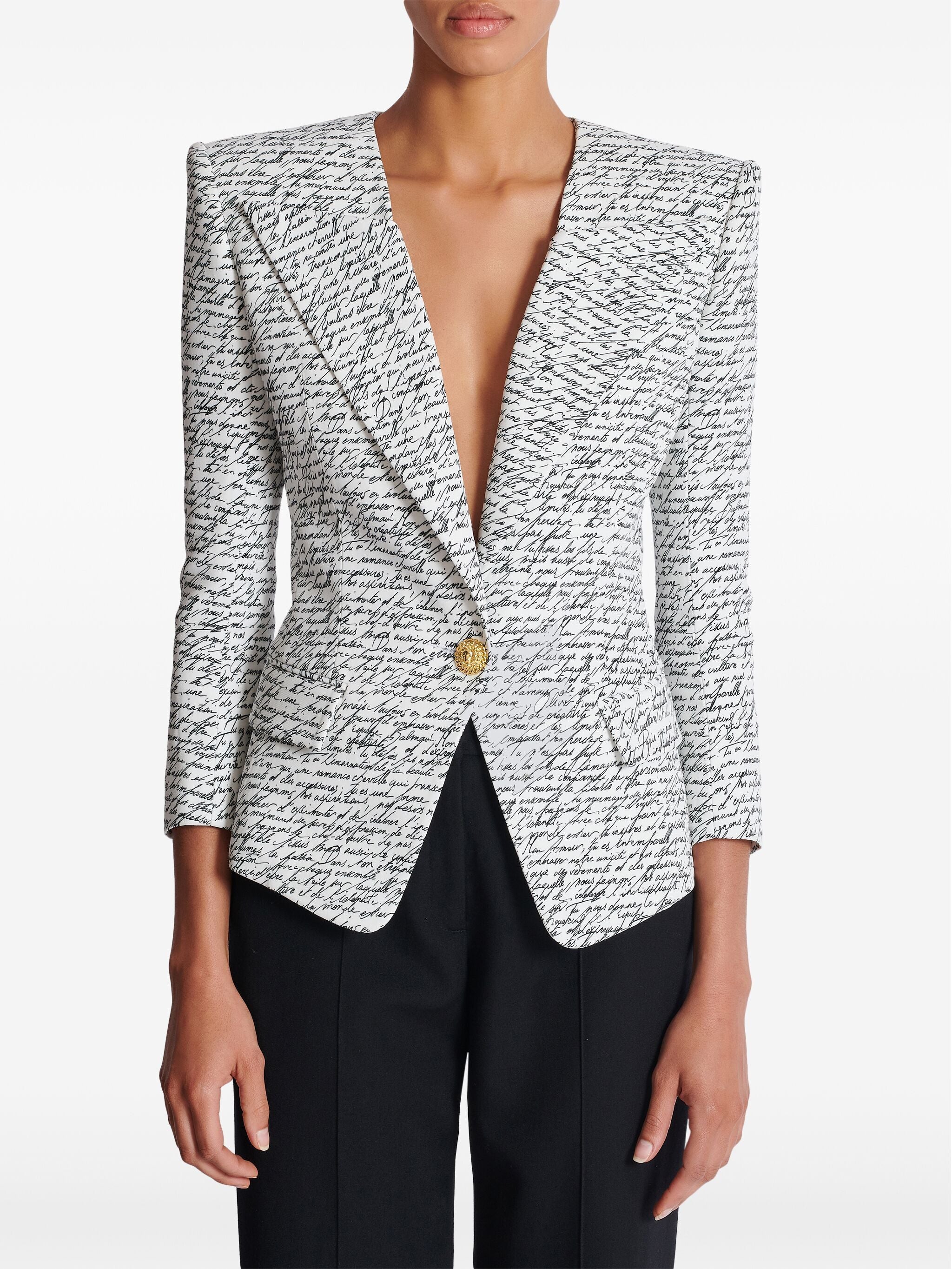 Balmain Women 1 Btn Love Letter Print Tailored Jacket