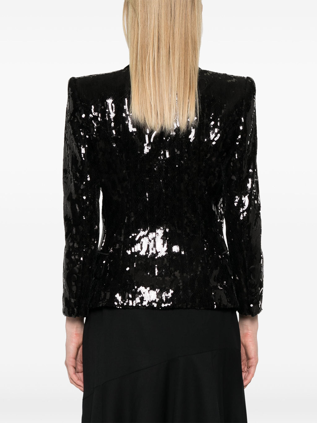 Balmain Women V-Neck Glitter Satin Tailored Jkt