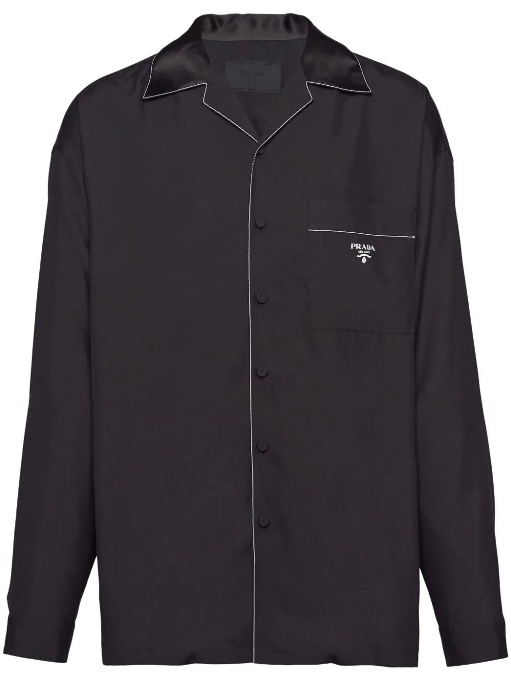 Prada Men Camicia Bordi A Contrasto