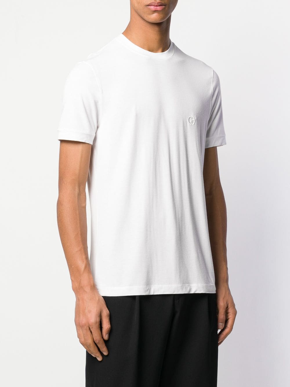 Giorgio Armani Men Stretch Viscose Jersey Crew Neck T-Shirt