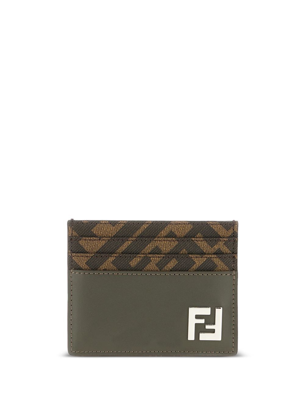 Fendi Men Leather And Ff Canvas Squared Card Holder