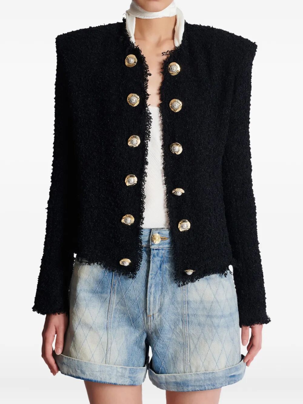 Balmain Women Edge-To-Edge Silky Tweed Jacket