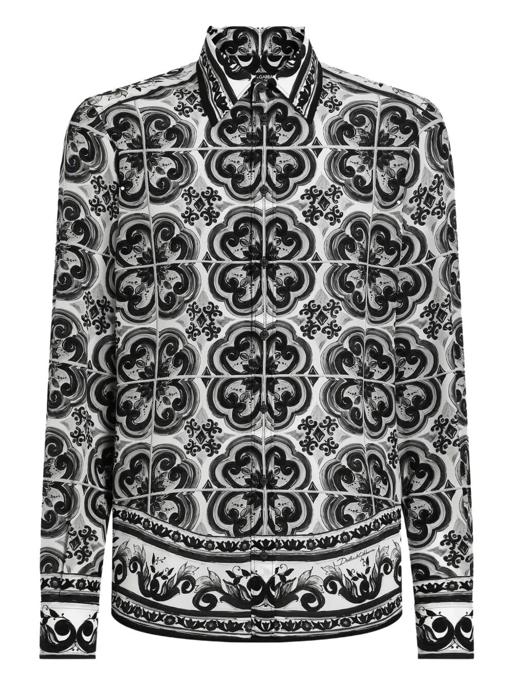 Dolce & Gabbana Men Majolica-Print Silk Shirt