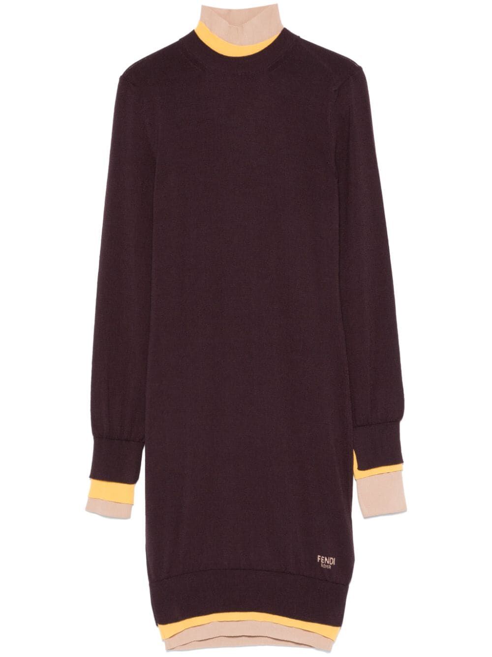 Fendi Women Multi Layer Wool Fitted Dress