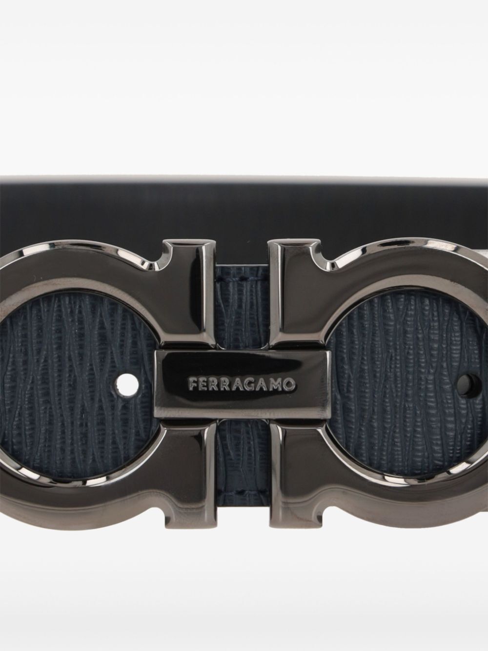 Cinto Gancini reversível Ferragamo masculino em couro granulado semi-fosco