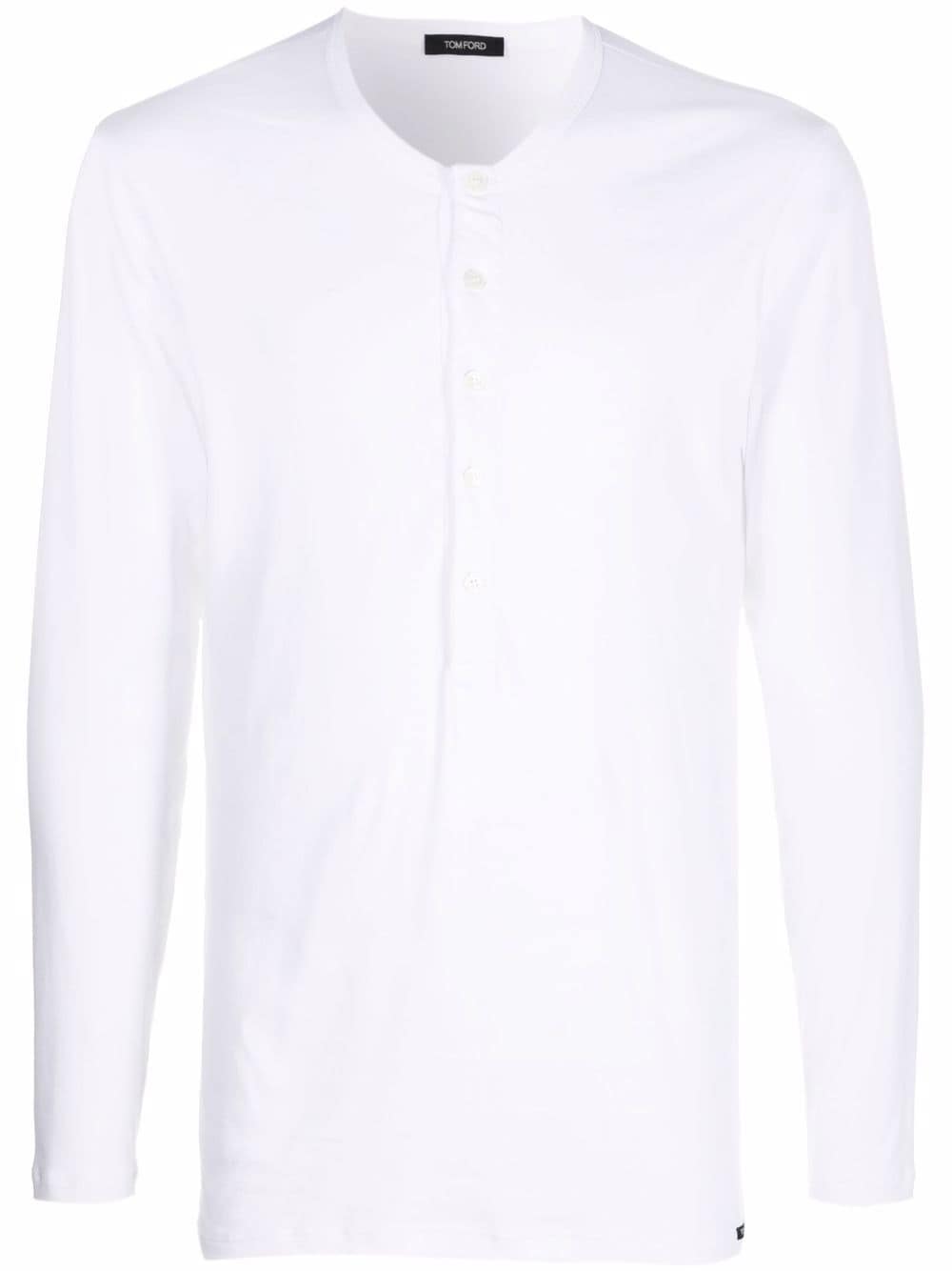 Tom Ford Men Henley-Neck Long-Sleeved Jersey T-Shirt