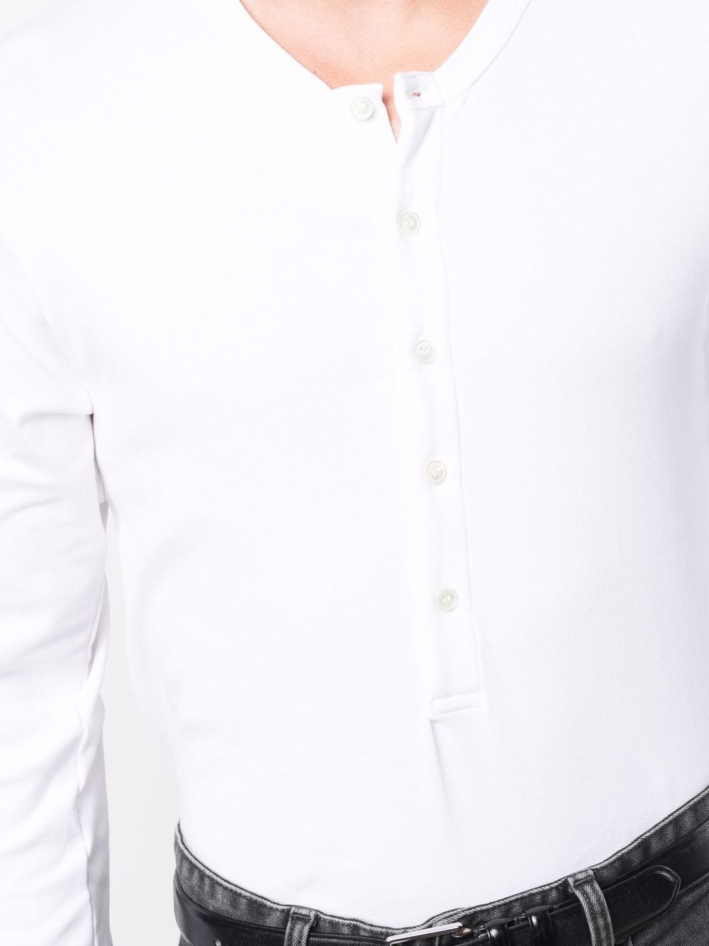 Tom Ford Men Henley-Neck Long-Sleeved Jersey T-Shirt