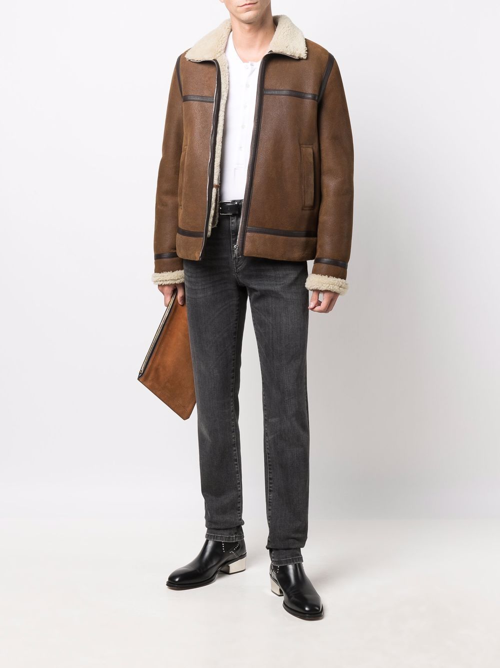 Tom Ford Men Henley-Neck Long-Sleeved Jersey T-Shirt