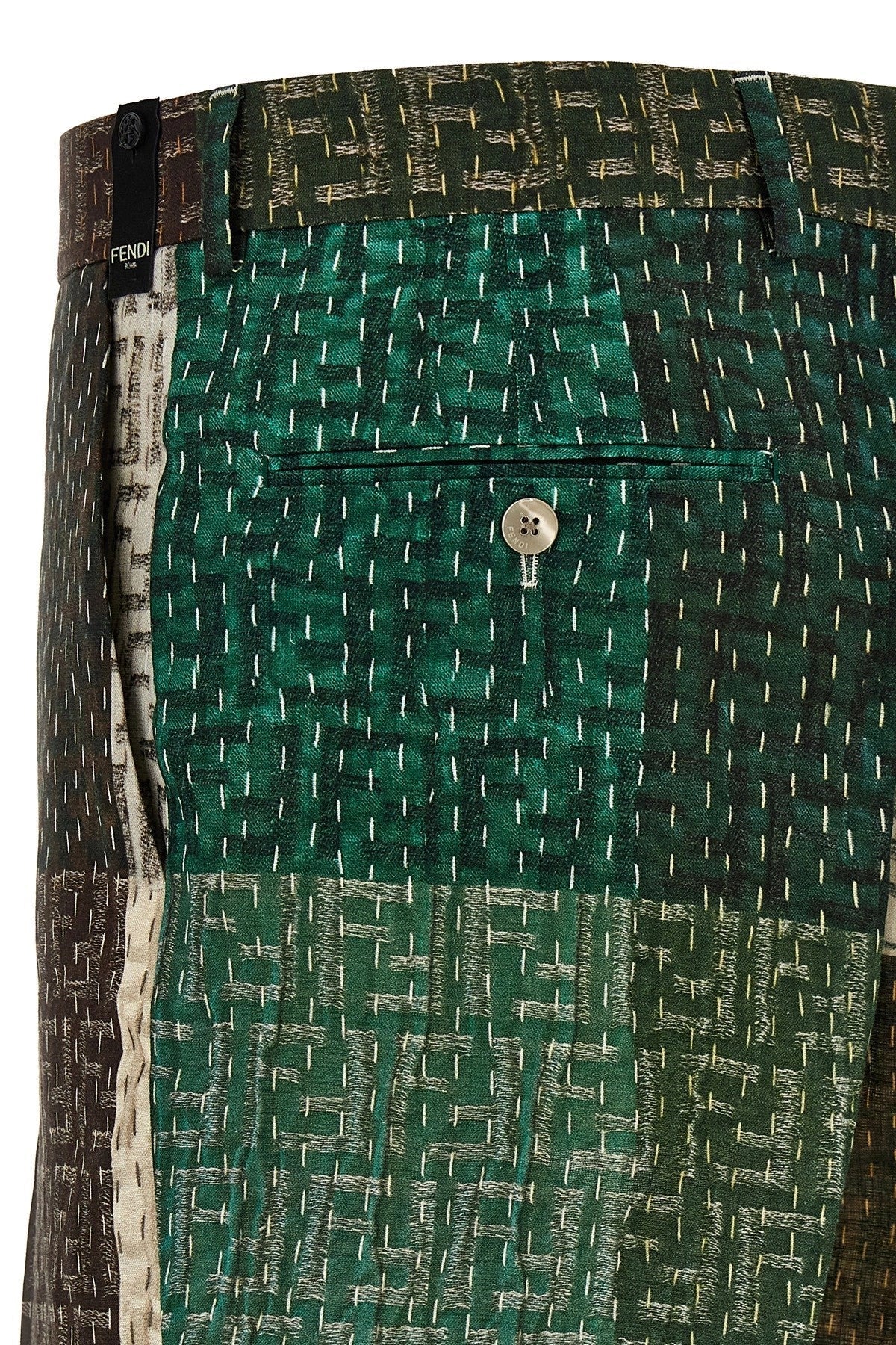 Fendi Men Patchwork Bermuda Shorts