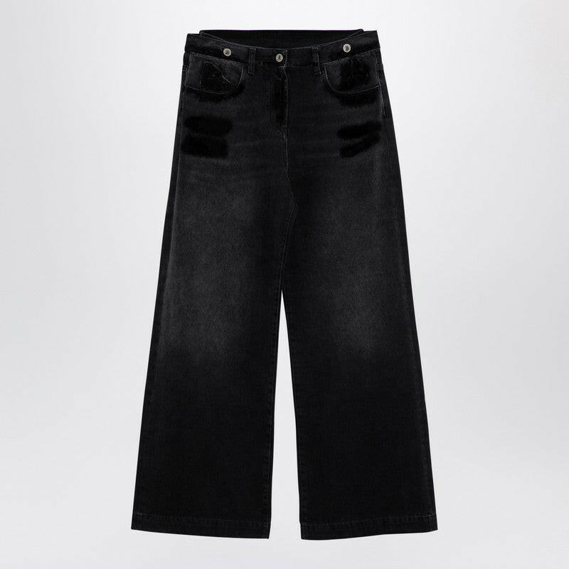 The Attico Wide Black Washed Denim Jeans Women