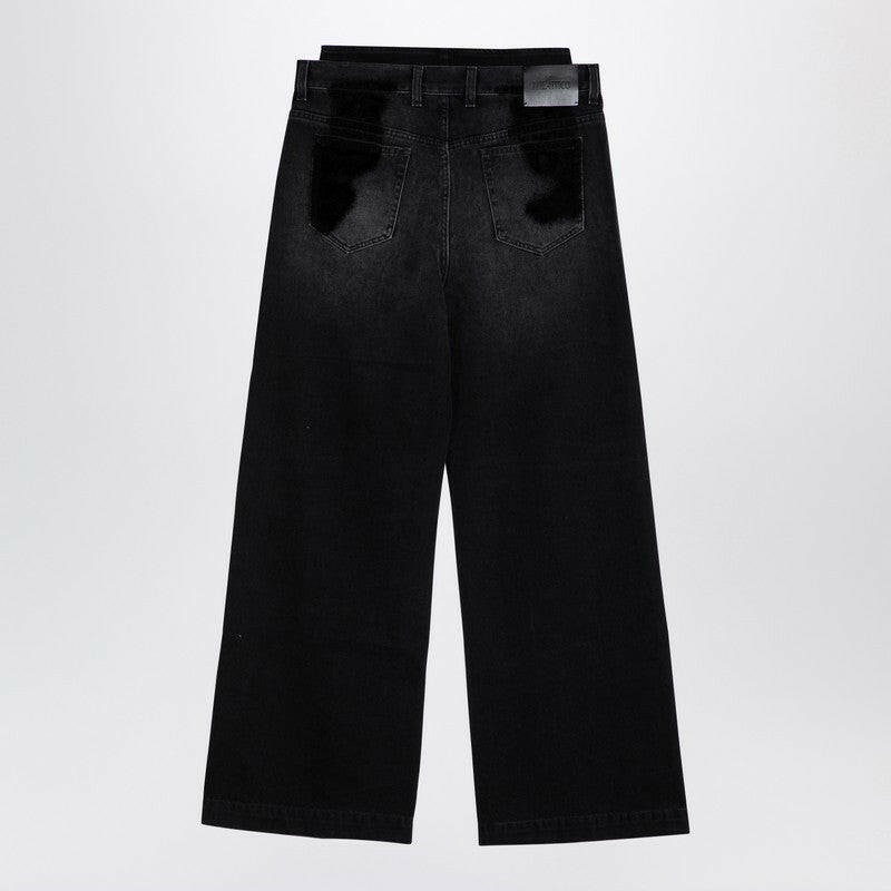 The Attico Wide Black Washed Denim Jeans Women