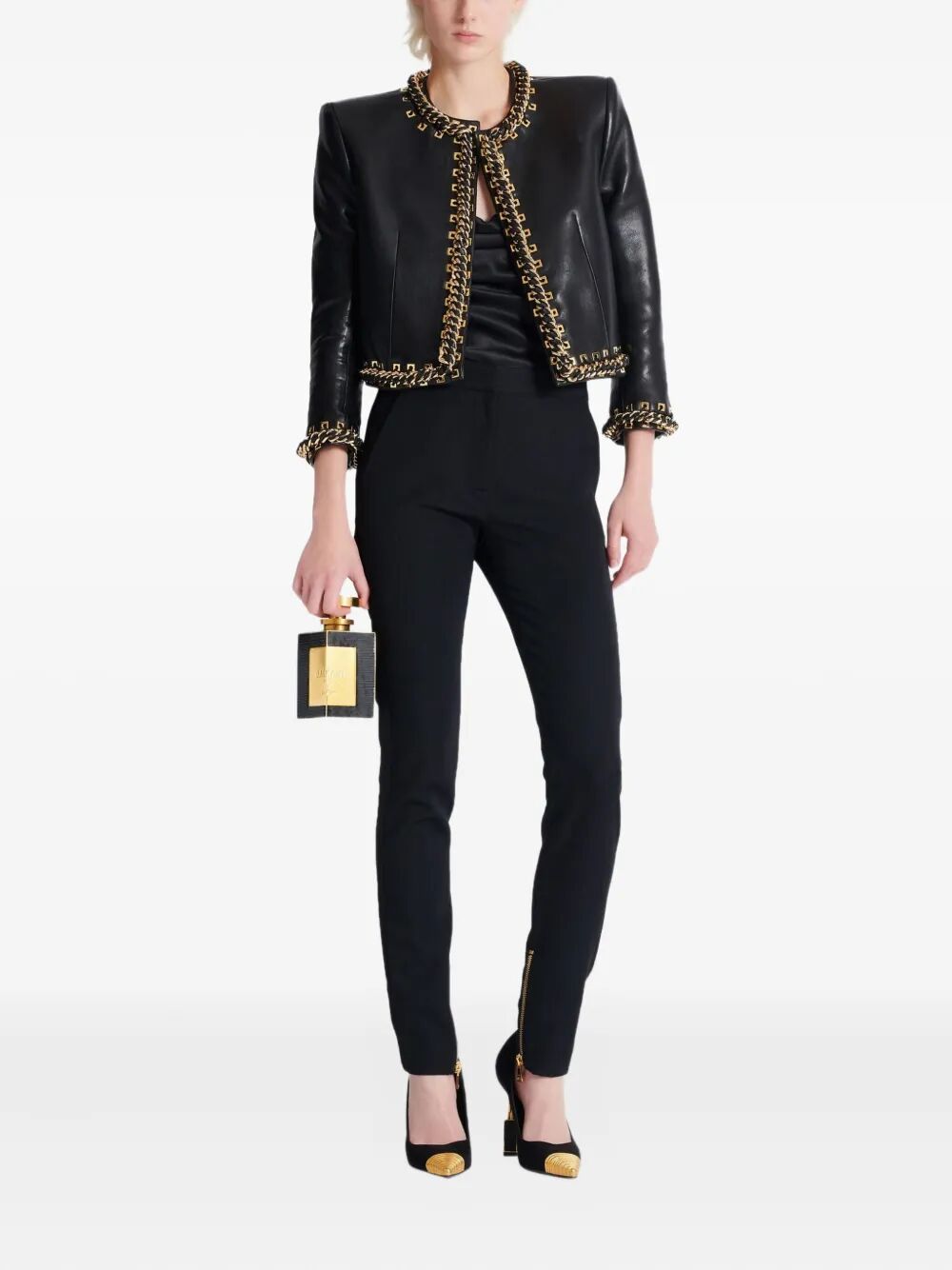 Balmain Women Zipped Satin Slim Pants