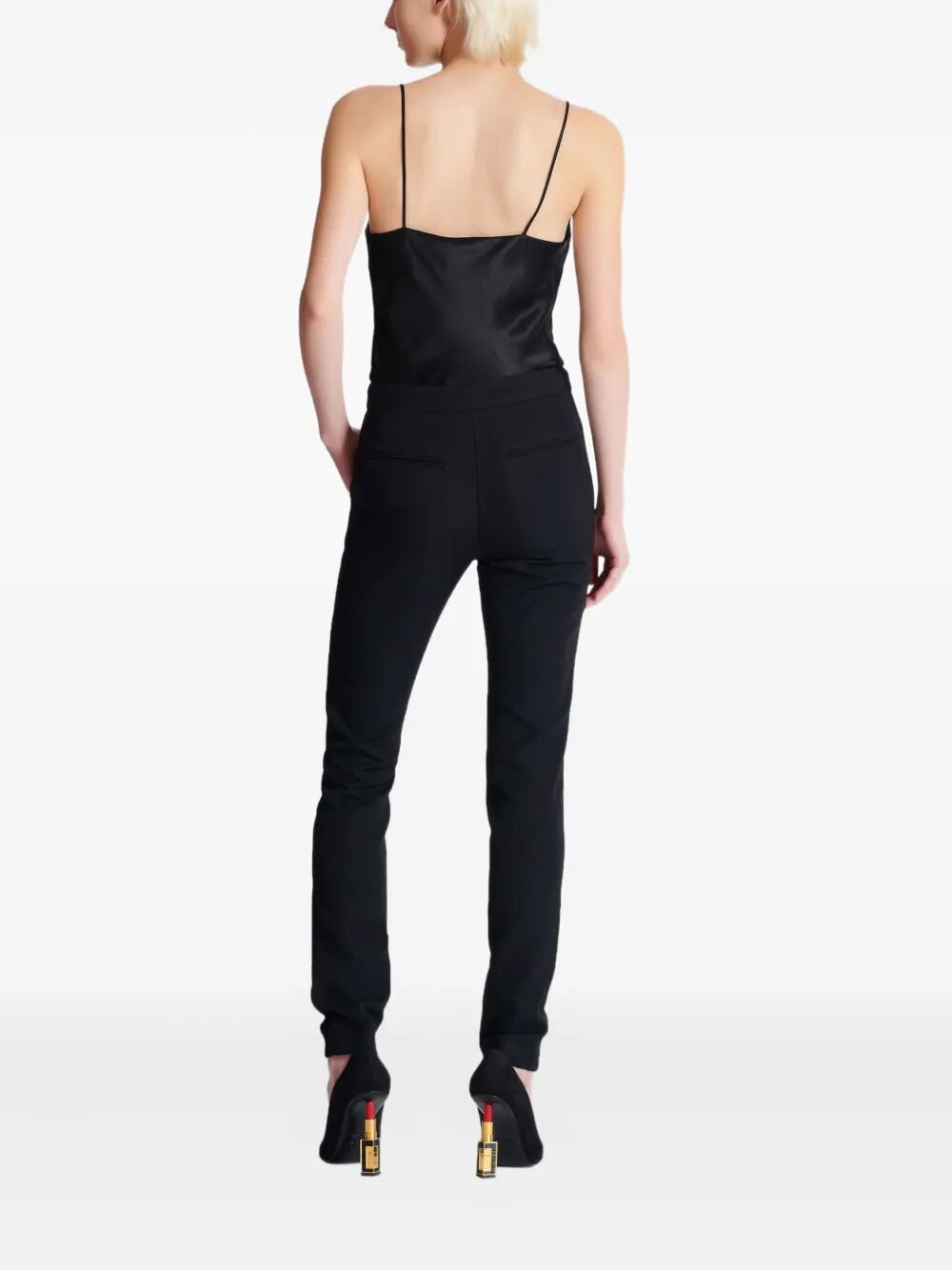 Balmain Women Zipped Satin Slim Pants