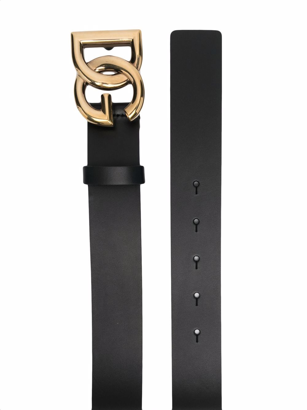 Dolce & Gabbana Men Lux Leather Belt With Crossover Dg Logo Buckle