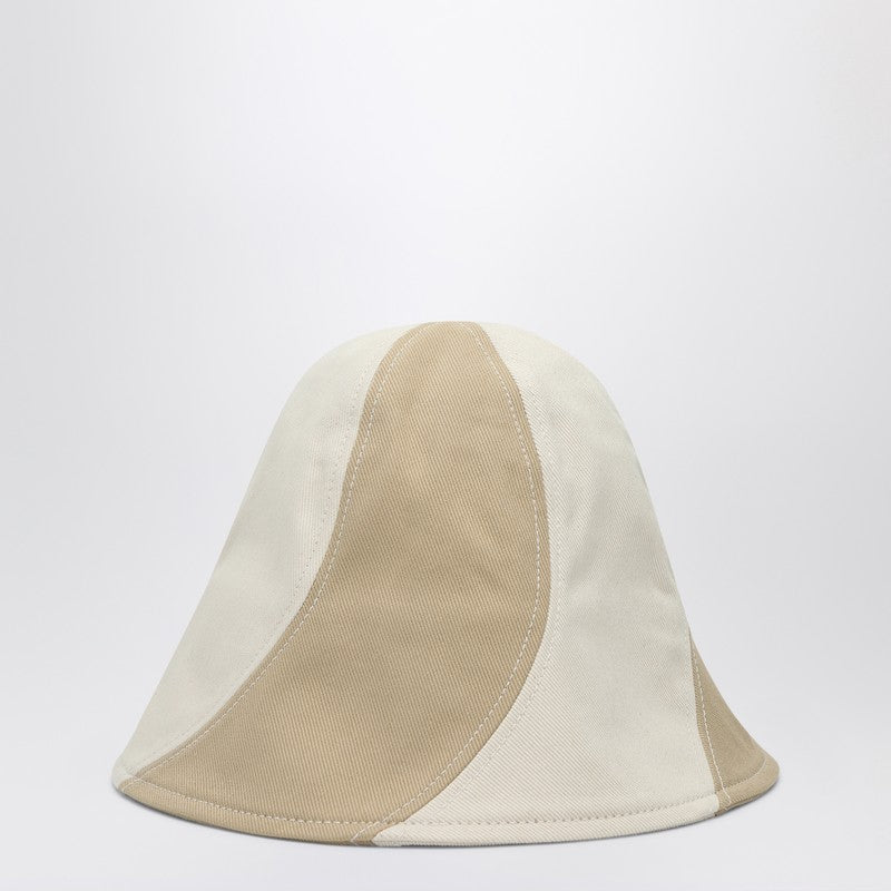 Jacquemus Beige And White Canvas Bob Hat Women