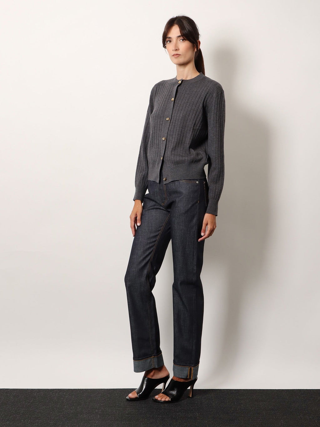 Bottega Veneta Women Turned Up Jeans With Straight Leg