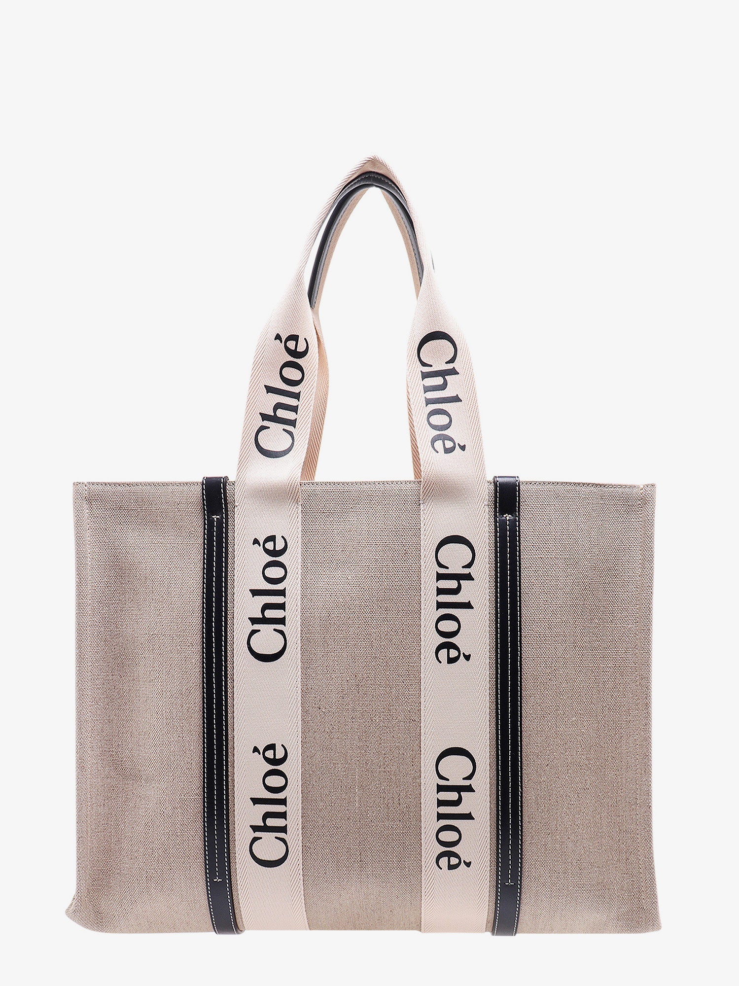 Chloe' Women Linen Shoulder Bag With Logo Print