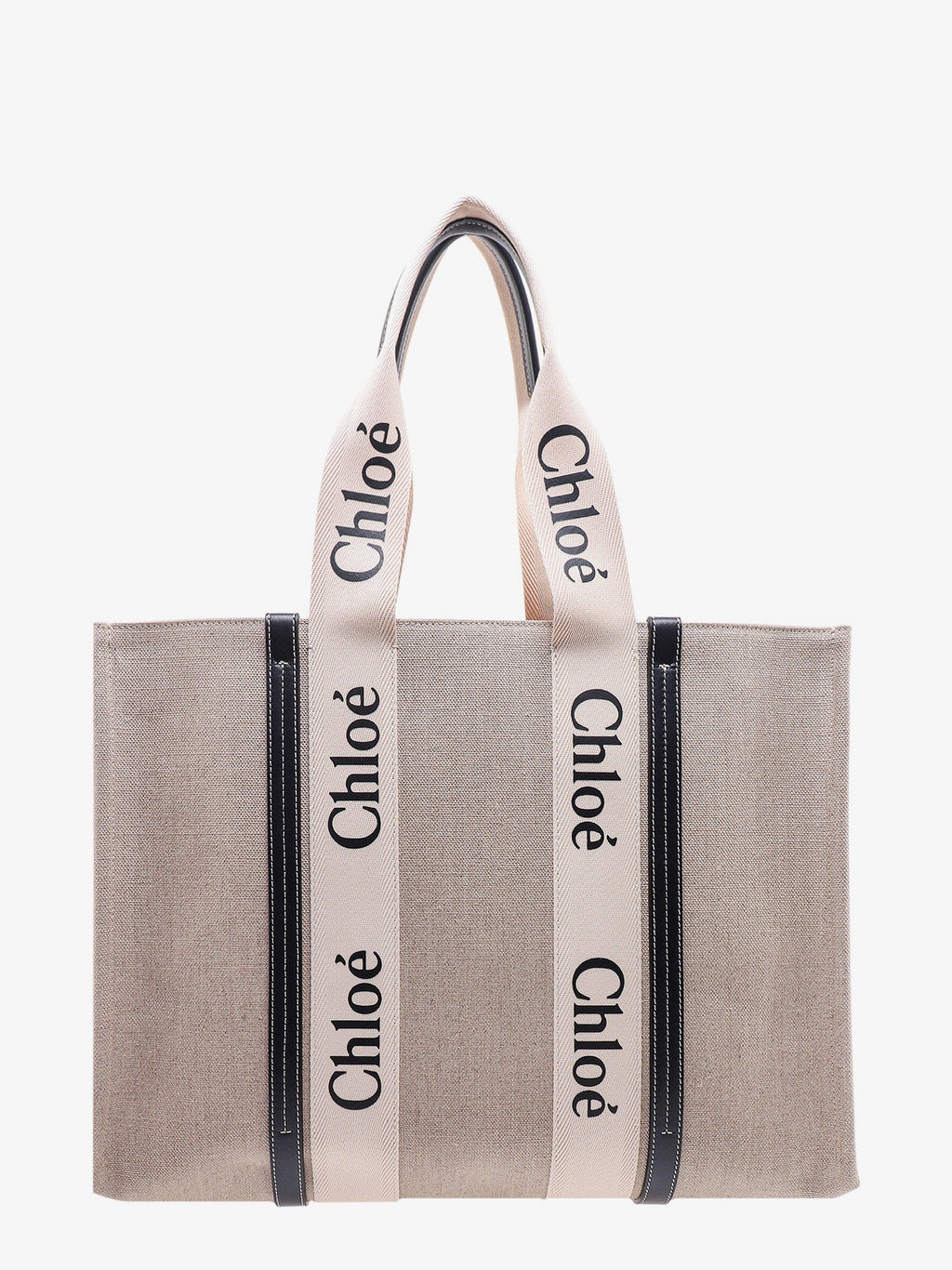 Chloe' Women Linen Shoulder Bag With Logo Print