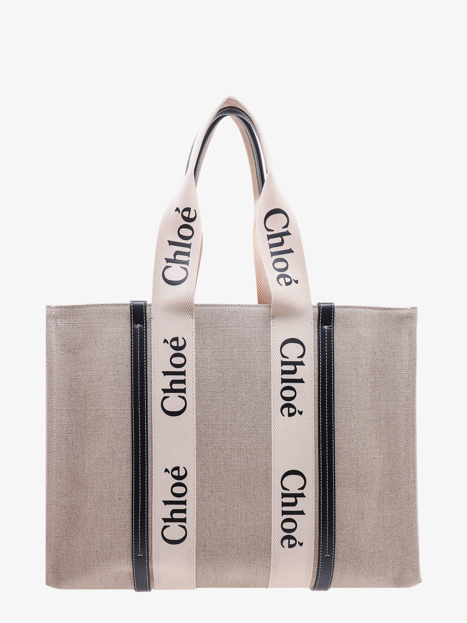 Chloe' Women Linen Shoulder Bag With Logo Print