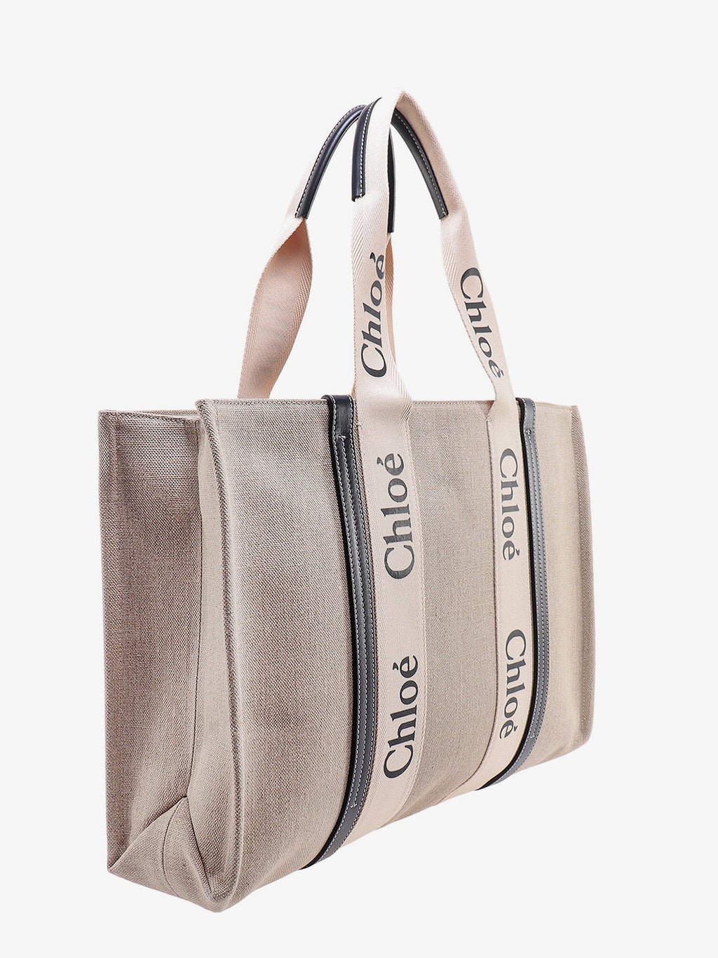 Chloe' Women Linen Shoulder Bag With Logo Print