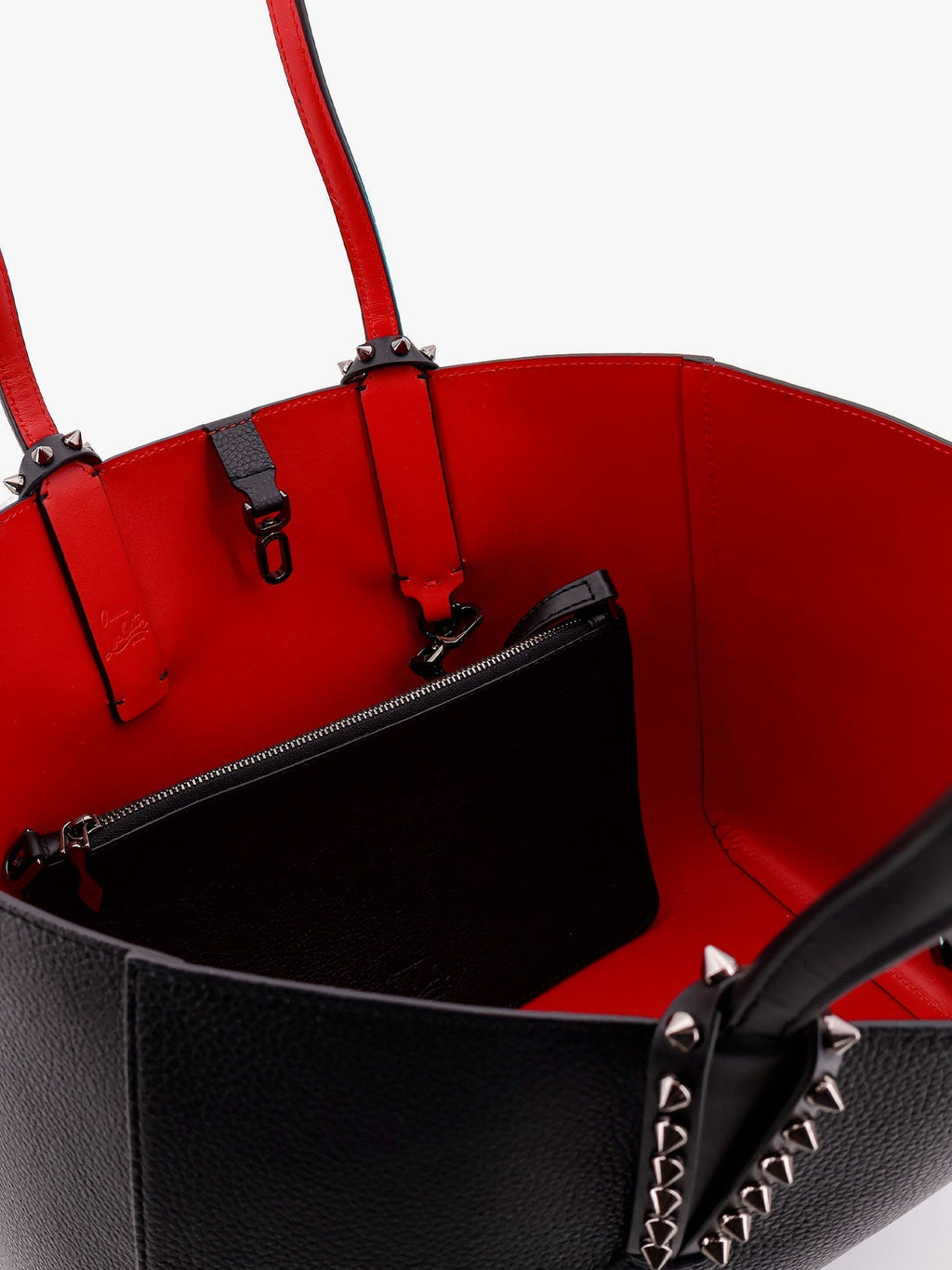 Christian Louboutin Women Cabata Leather Shoulder Bag With Studs