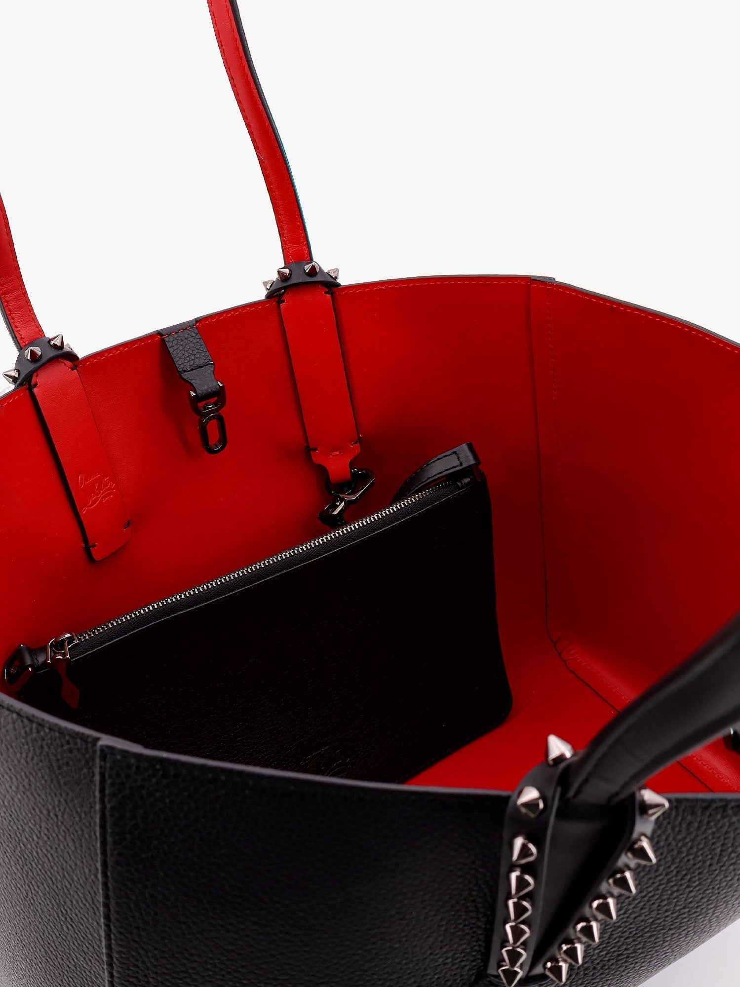 Christian Louboutin Women Cabata Leather Shoulder Bag With Studs